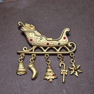 Gold Rhinestone Vintage Sleigh By JJ